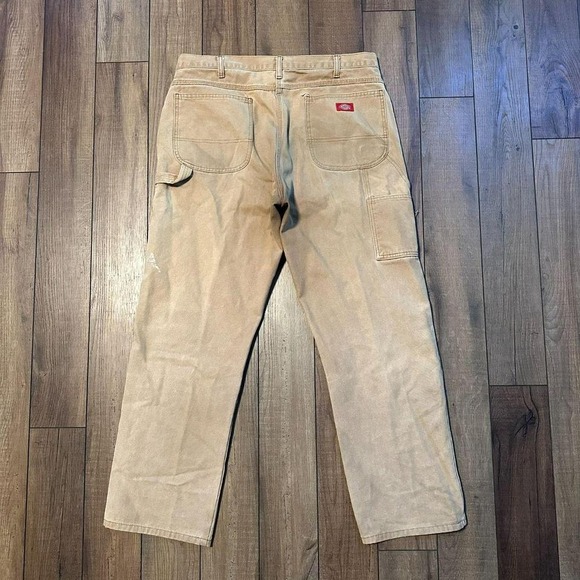Vintage Dickies Jeans Men's size 38 x 32 Tan Baggy Carpenter Skater Grunge - Picture 1 of 6